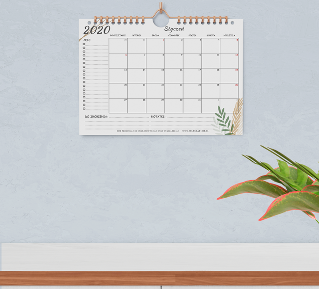 Planer na styczeń 2020 do druku