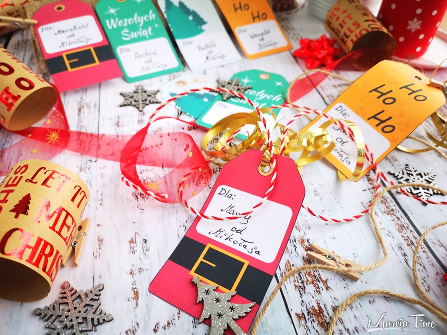 Świąteczne etykiety na prezenty do druku